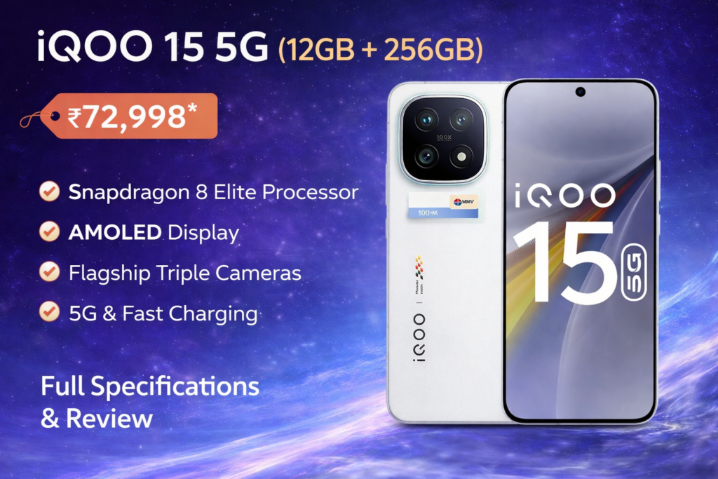 iQOO 15 5G Price in India 2026: (12GB RAM, 256GB Storage) – Full Specifications, Price & In-Depth Review (2026)